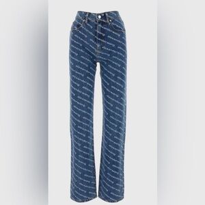 Alexander Wang Denim Straight Leg Jeans with Logo Pattern